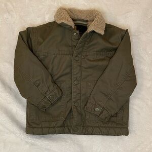 Next Toddler Boy Olive Green Jacket with Sherpa Lining Size 3T-4T Fall Winter